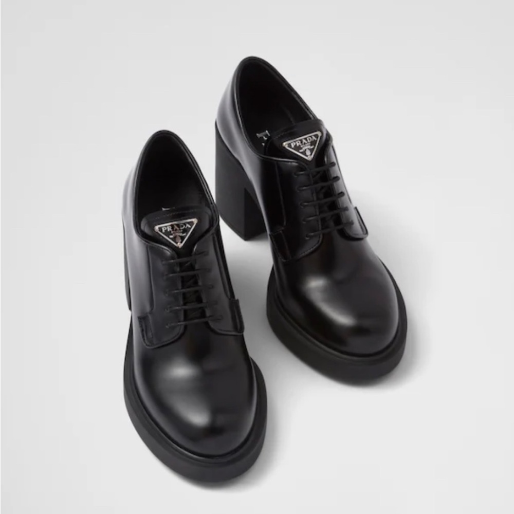 Prada Heeled brushed leather lace-ups